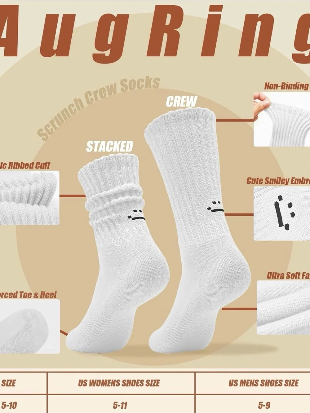 White Women’s Men Crew Socks - Pack of 3